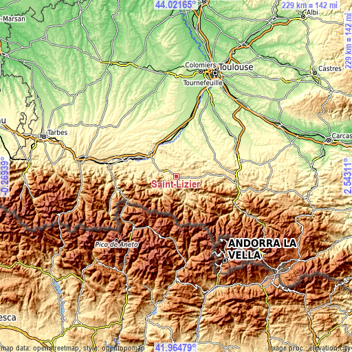 Topographic map of Saint-Lizier