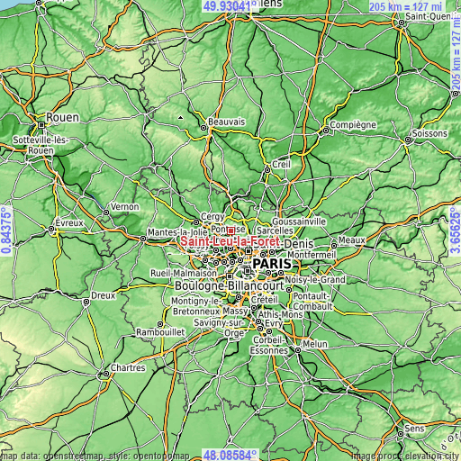 Topographic map of Saint-Leu-la-Forêt