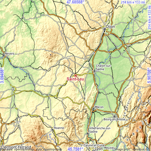 Topographic map of Saint-Leu