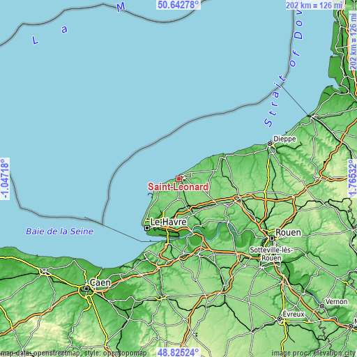 Topographic map of Saint-Léonard