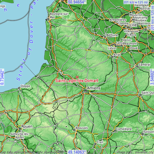 Topographic map of Saint-Léger-lès-Domart