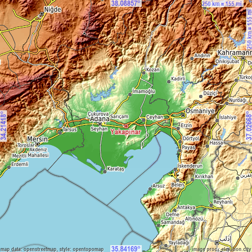 Topographic map of Yakapınar