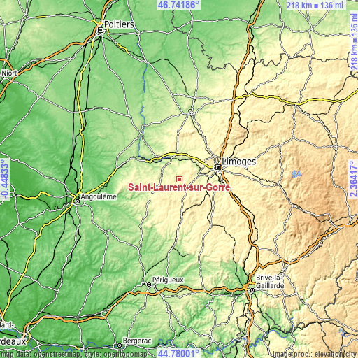 Topographic map of Saint-Laurent-sur-Gorre