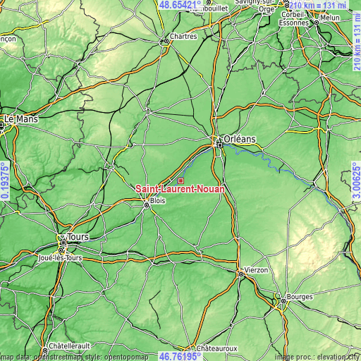 Topographic map of Saint-Laurent-Nouan