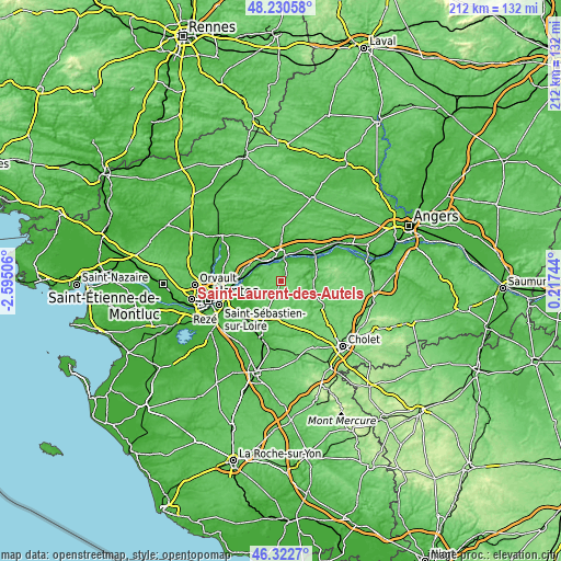 Topographic map of Saint-Laurent-des-Autels