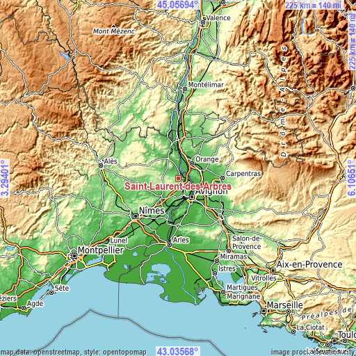 Topographic map of Saint-Laurent-des-Arbres