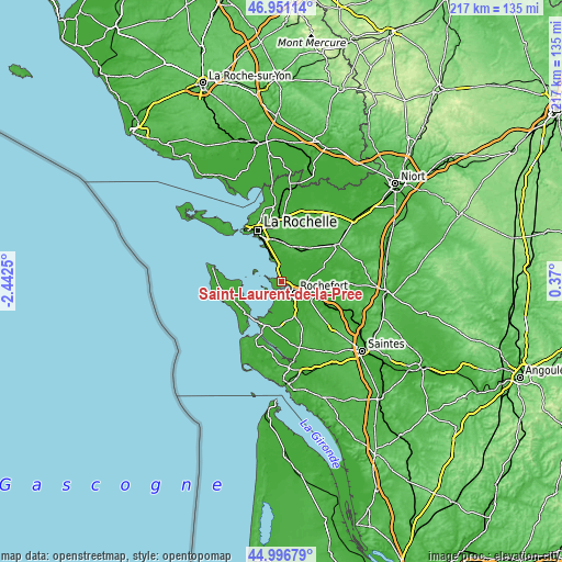 Topographic map of Saint-Laurent-de-la-Prée