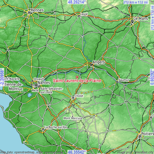 Topographic map of Saint-Laurent-de-la-Plaine