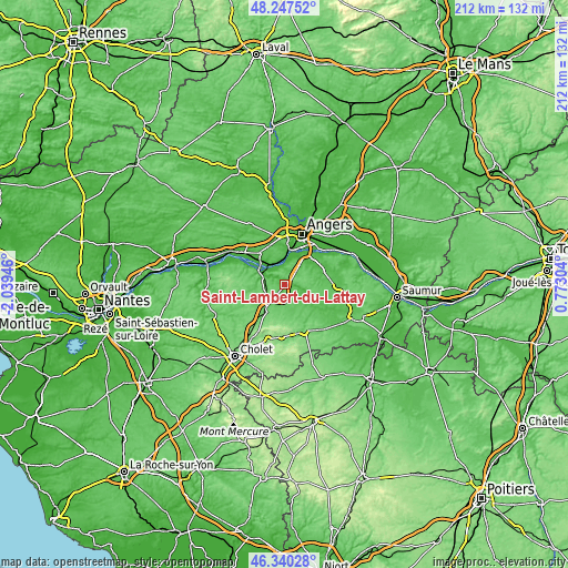 Topographic map of Saint-Lambert-du-Lattay