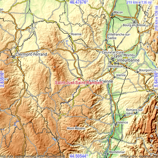 Topographic map of Saint-Just-Saint-Rambert