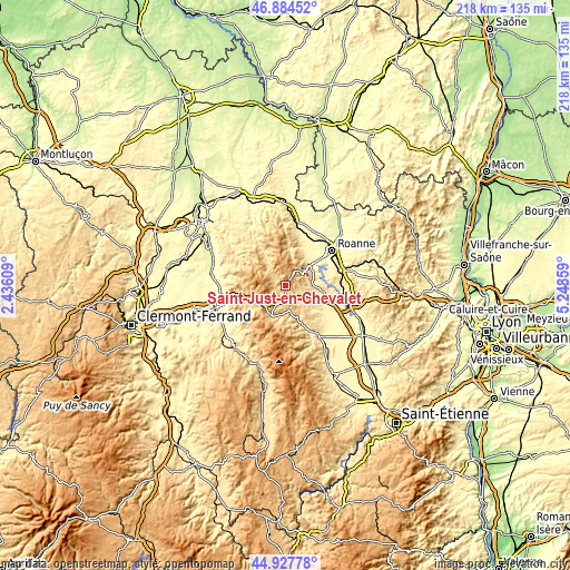 Topographic map of Saint-Just-en-Chevalet