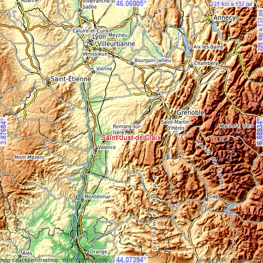 Topographic map of Saint-Just-de-Claix