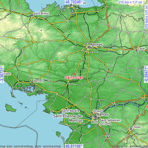 Topographic map of Saint-Just