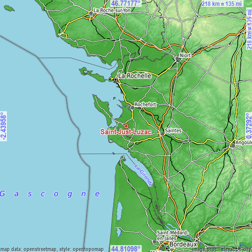 Topographic map of Saint-Just-Luzac