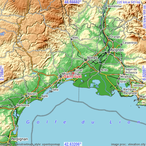 Topographic map of Saint-Just