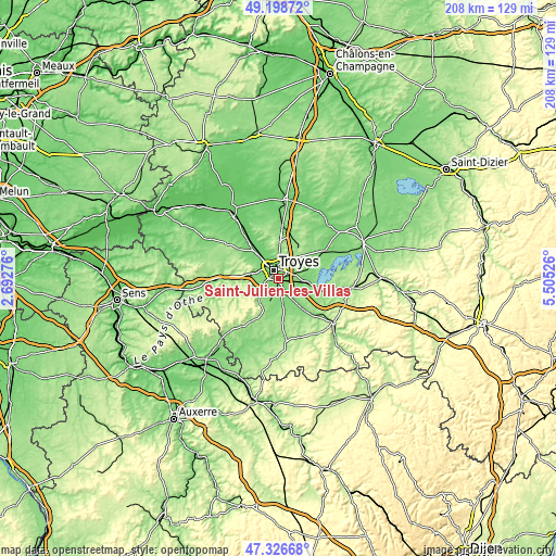 Topographic map of Saint-Julien-les-Villas