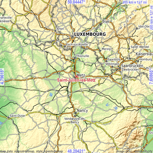 Topographic map of Saint-Julien-lès-Metz