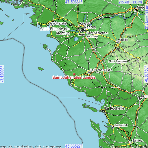 Topographic map of Saint-Julien-des-Landes