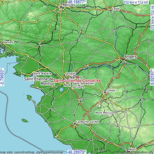 Topographic map of Saint-Julien-de-Concelles