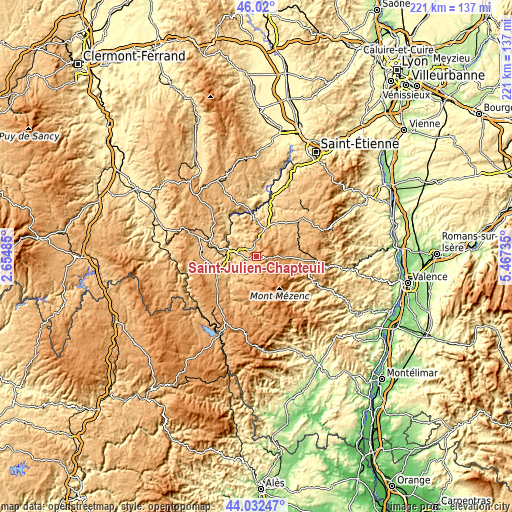 Topographic map of Saint-Julien-Chapteuil