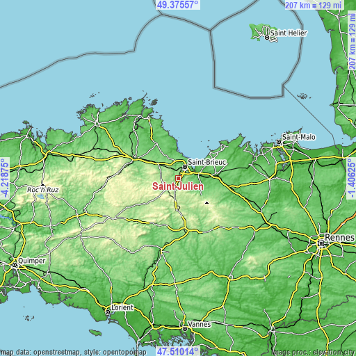 Topographic map of Saint-Julien