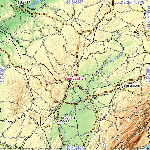 Topographic map of Saint-Julien