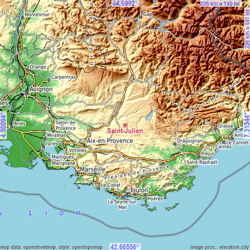 Topographic map of Saint-Julien