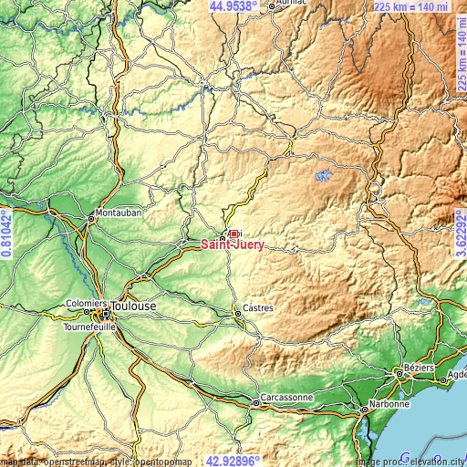 Topographic map of Saint-Juéry