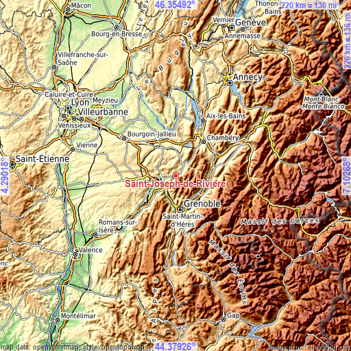 Topographic map of Saint-Joseph-de-Rivière