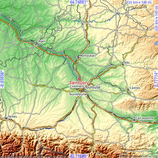 Topographic map of Saint-Jory