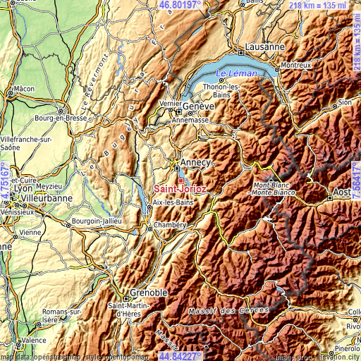 Topographic map of Saint-Jorioz