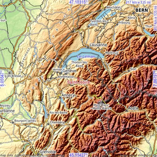 Topographic map of Saint-Jeoire