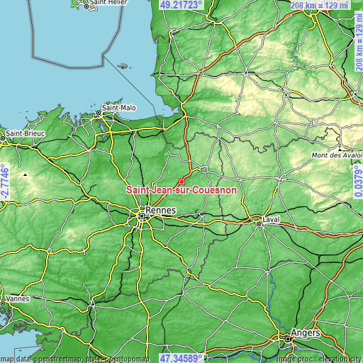 Topographic map of Saint-Jean-sur-Couesnon