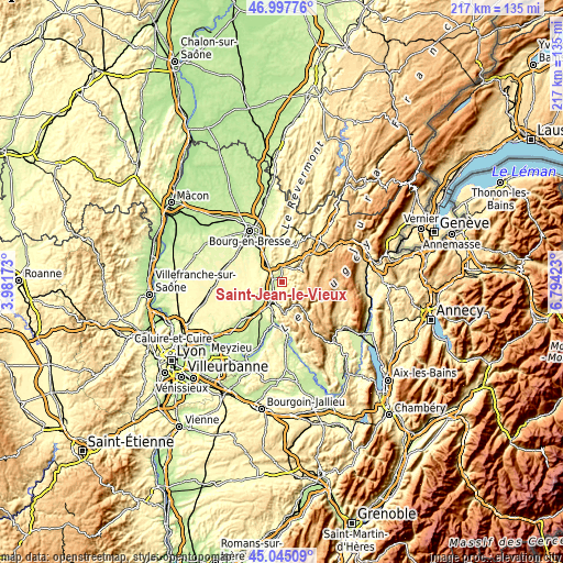 Topographic map of Saint-Jean-le-Vieux