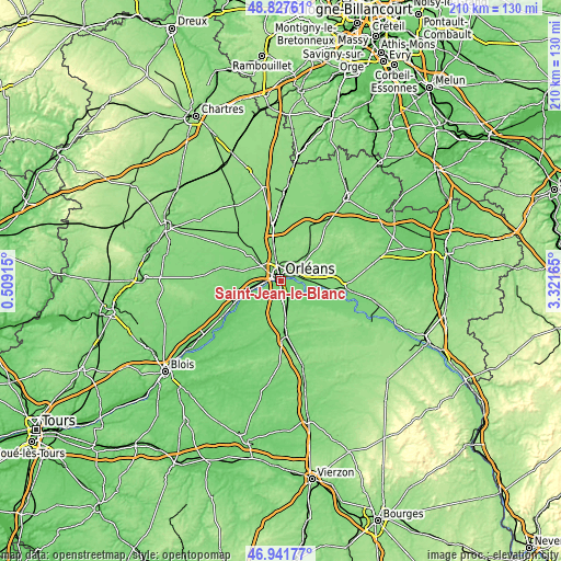 Topographic map of Saint-Jean-le-Blanc