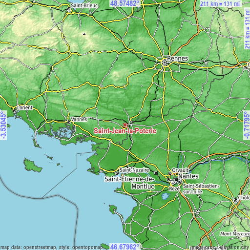 Topographic map of Saint-Jean-la-Poterie