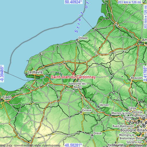 Topographic map of Saint-Jean-du-Cardonnay