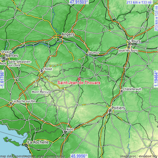 Topographic map of Saint-Jean-de-Thouars