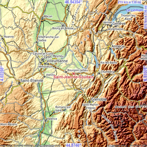 Topographic map of Saint-Jean-de-Soudain