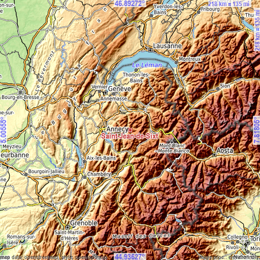 Topographic map of Saint-Jean-de-Sixt