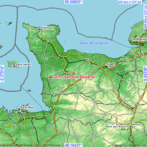 Topographic map of Saint-Jean-des-Baisants