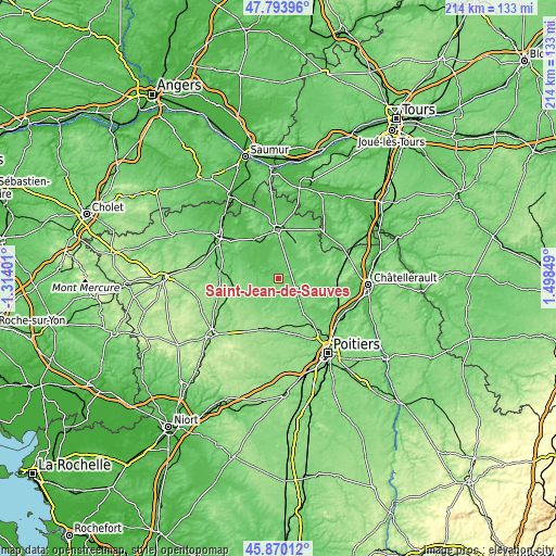 Topographic map of Saint-Jean-de-Sauves