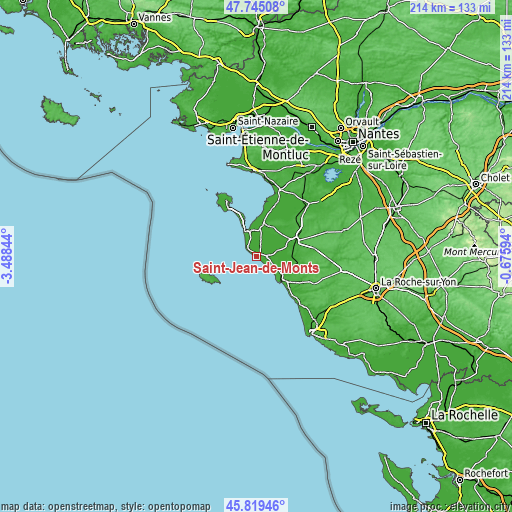 Topographic map of Saint-Jean-de-Monts