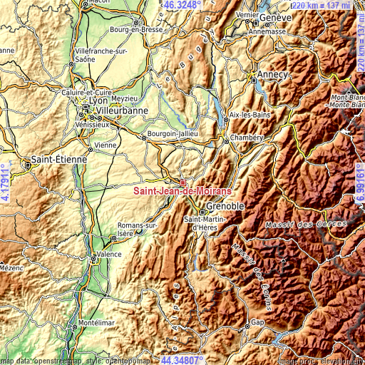 Topographic map of Saint-Jean-de-Moirans