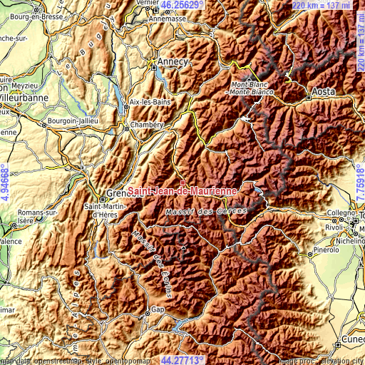 Topographic map of Saint-Jean-de-Maurienne