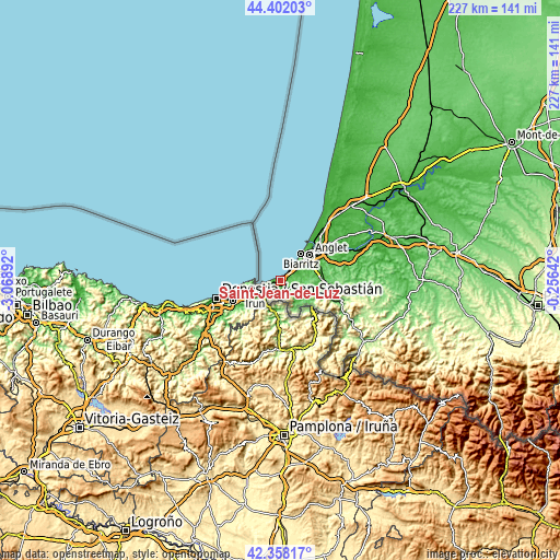 Topographic map of Saint-Jean-de-Luz