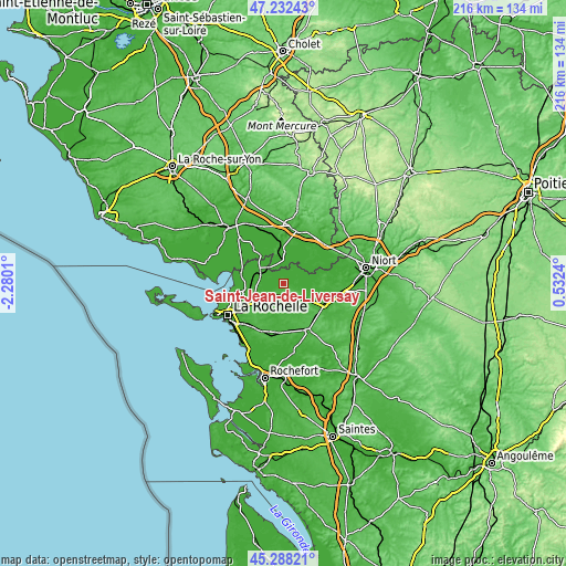 Topographic map of Saint-Jean-de-Liversay