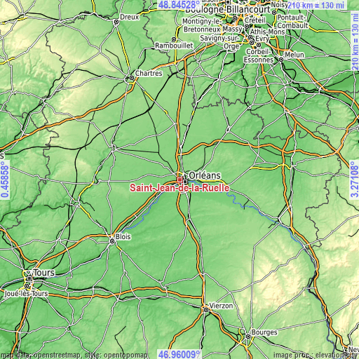 Topographic map of Saint-Jean-de-la-Ruelle