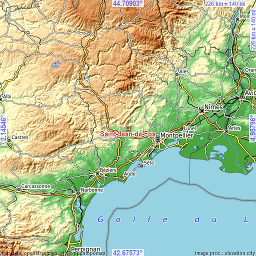 Topographic map of Saint-Jean-de-Fos