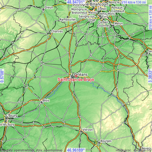 Topographic map of Saint-Jean-de-Braye